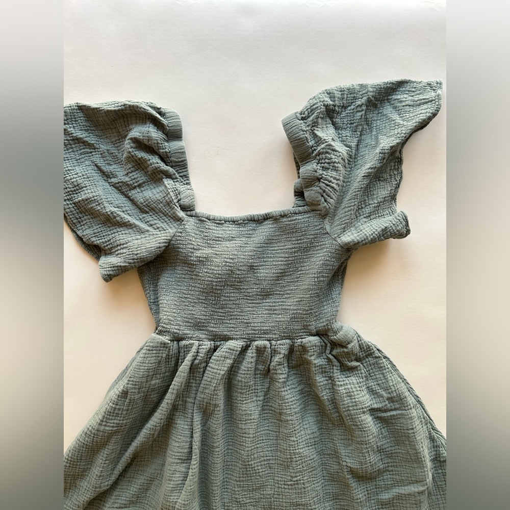 Madewell Sage Green Mini Dress with Puff Sleeves - Picture 2 of 8
